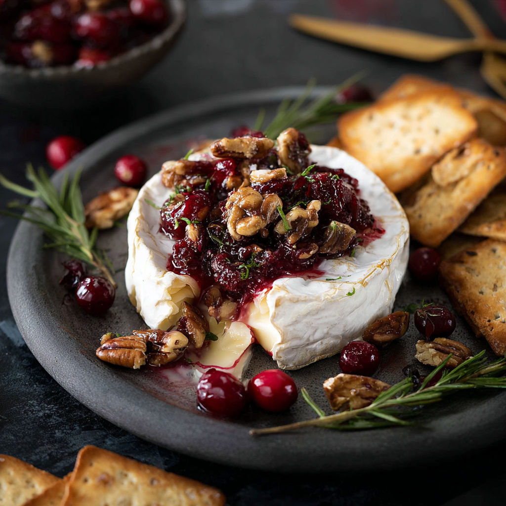 A plate of food with a cheese and fruit topping.