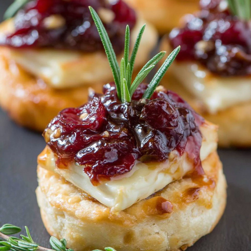 A close up of a Cranberry Brie Bite.
