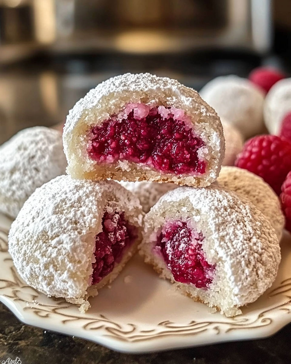 A plate of almond snowball cookies.