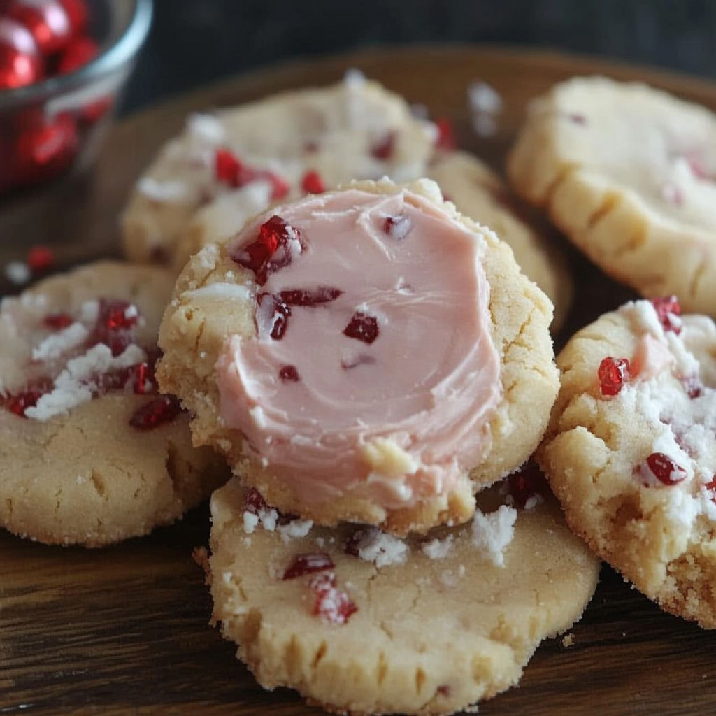 A plate of Christmas Swig cookies with white icing and red berries.