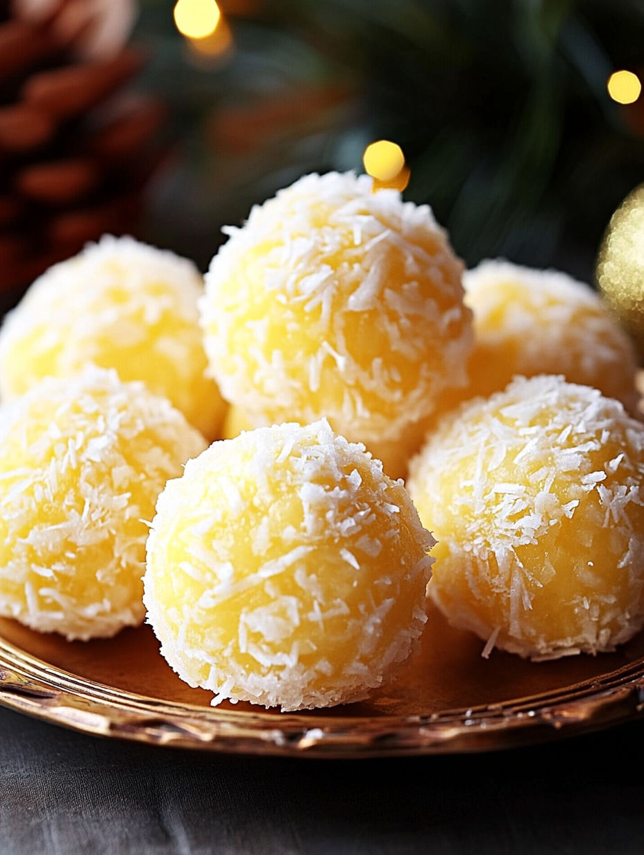 Pineapple Christmas balls on a plate.
