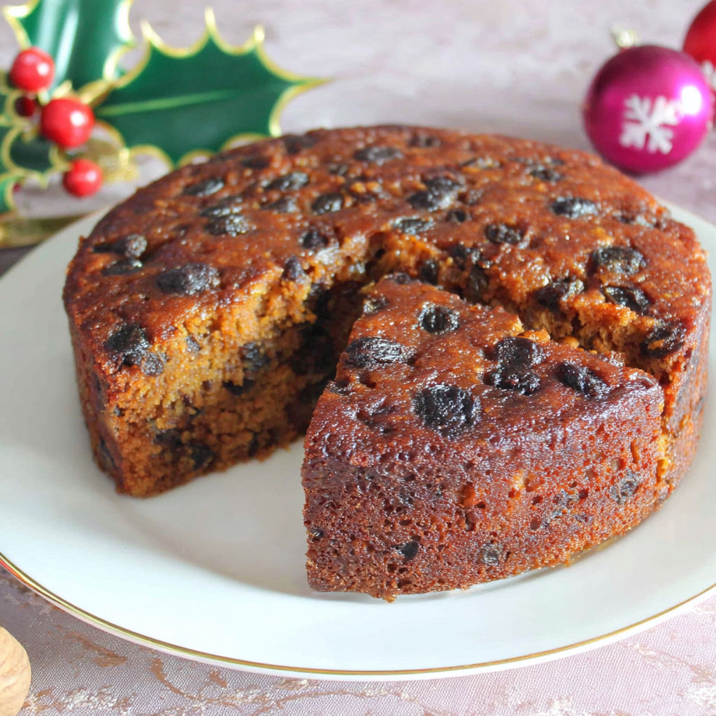 A slice of Amaretto Christmas cake.