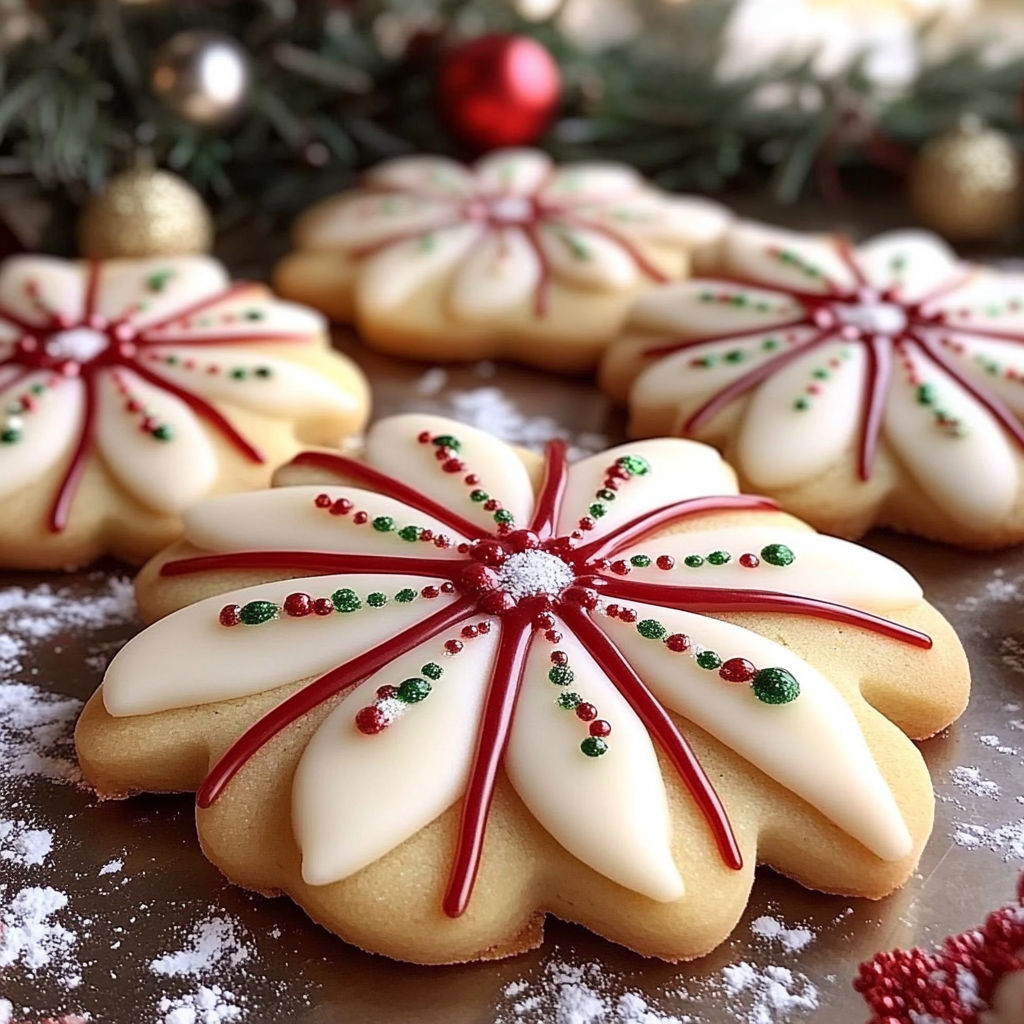 A close up of a cookie with a red and white swirl.