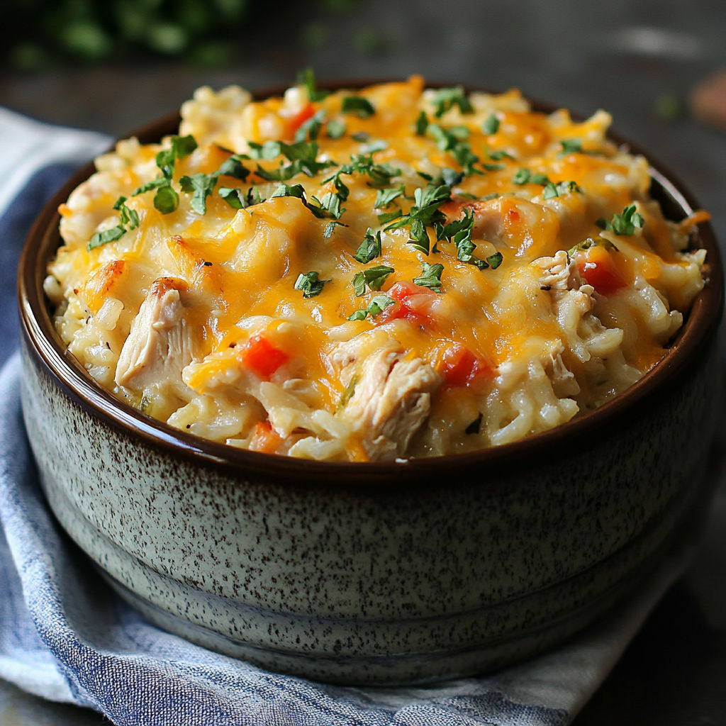 A bowl of food with a green garnish.