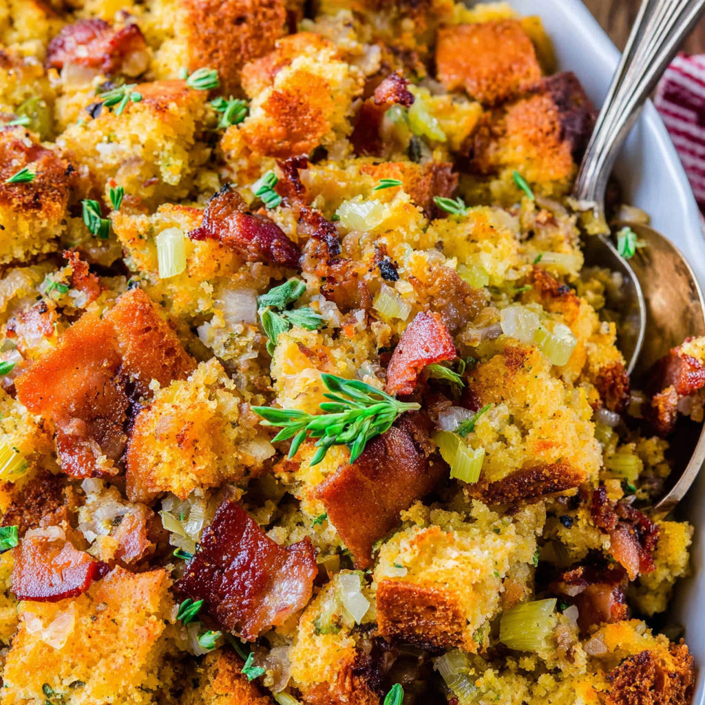 A close up of a casserole dish filled with a variety of foods.