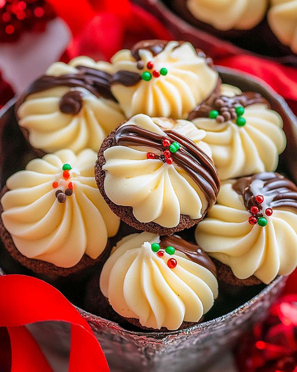 A bowl of chocolate dipped cookies.