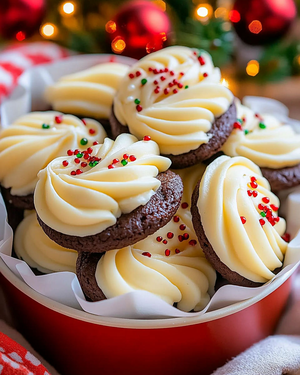 A bowl of chocolate dipped cookies.