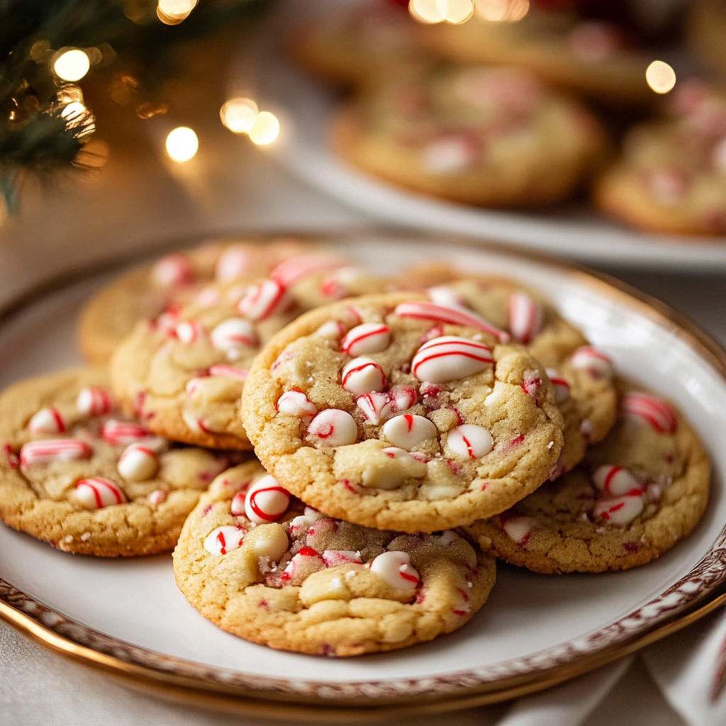 A plate of peppermint chocolate chip cookies.