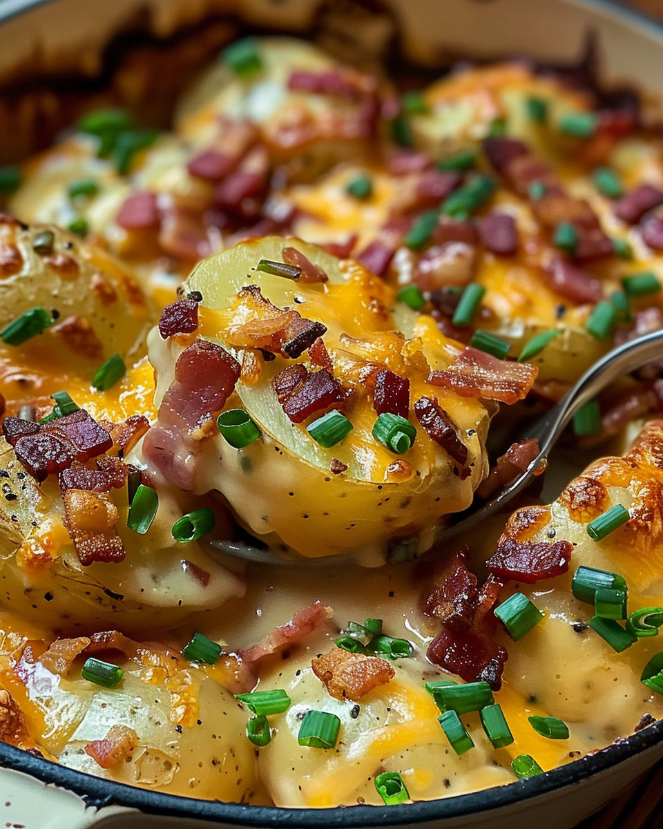 A close up of a delicious Mississippi Mud Potatoes.