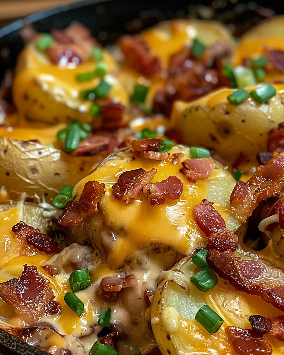 A close up of a delicious Mississippi Mud Potatoes dish.