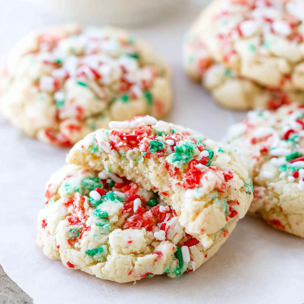 A plate of cookies with red and green sprinkles.