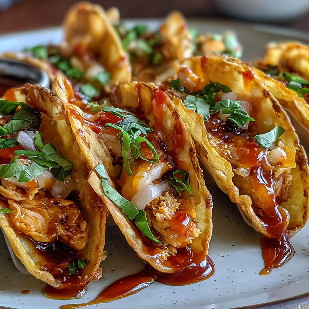 A plate of food with a sauce on it.