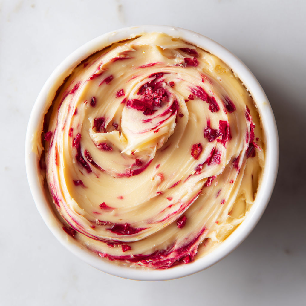 A bowl of cranberry honey butter.