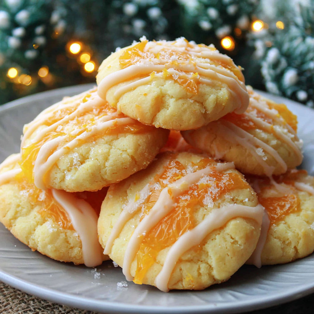 A stack of white chocolate creamsicle orange cookies.