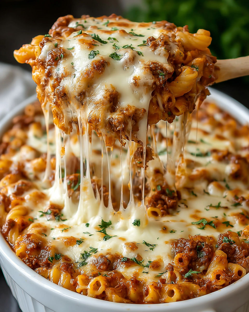 A bowl of Million Dollar Baked Ziti.