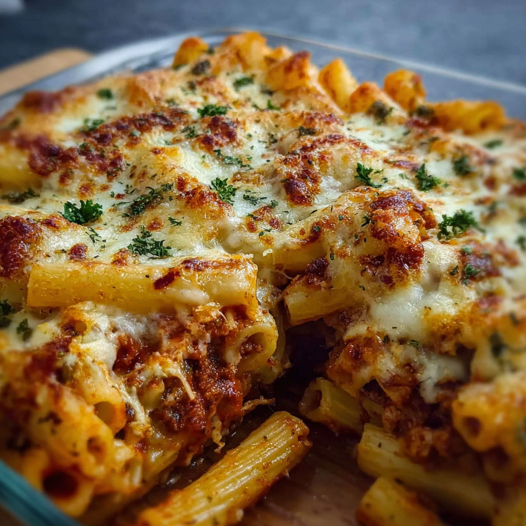 A slice of Million Dollar Baked Ziti.