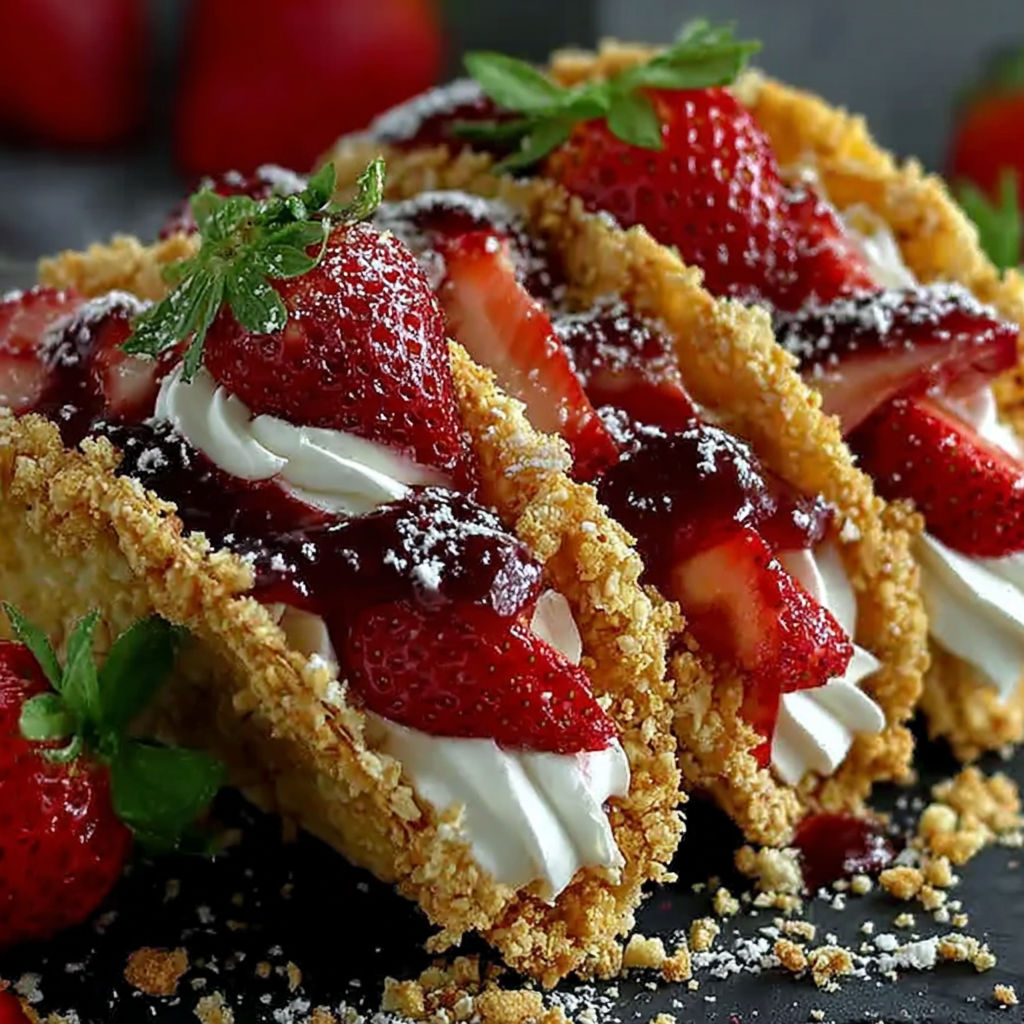 A dessert made with strawberries and whipped cream.