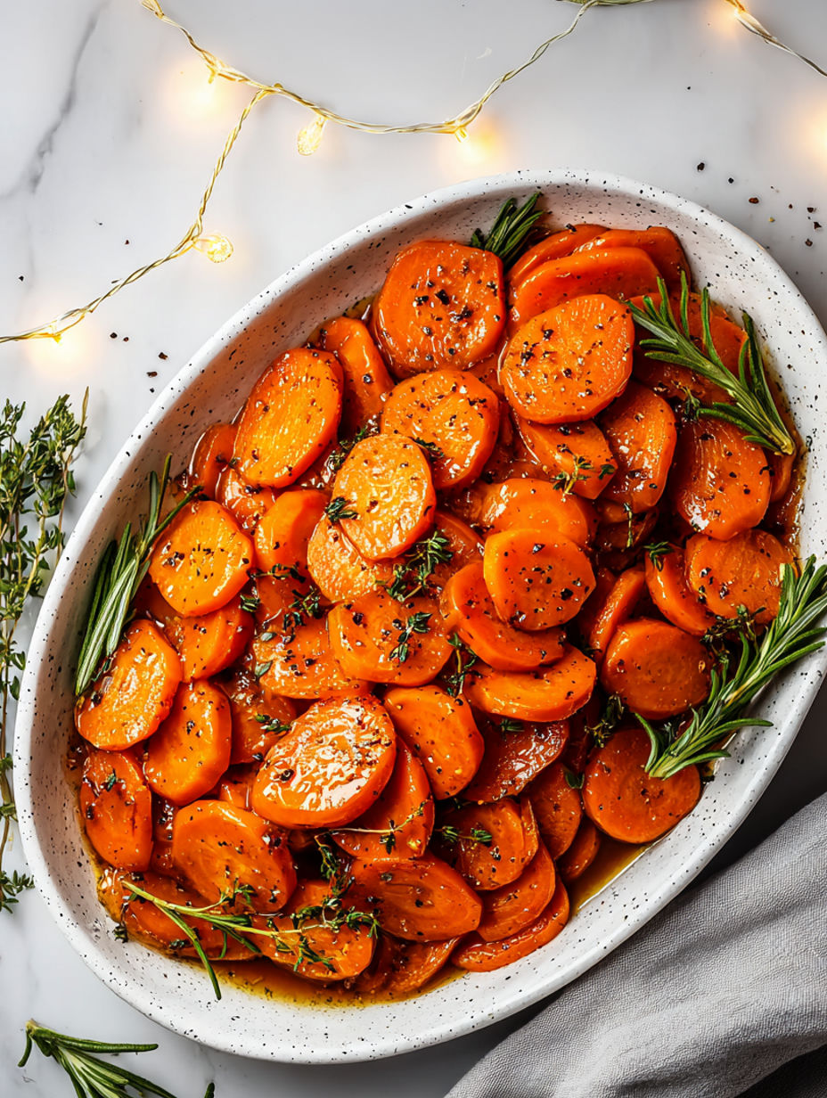 A bowl of glazed carrots.