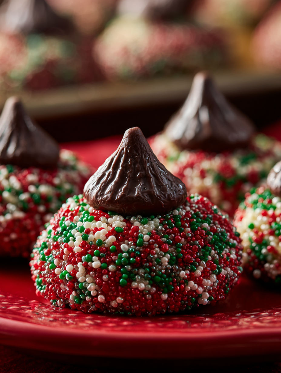 A plate of Christmas Kiss Cookies.