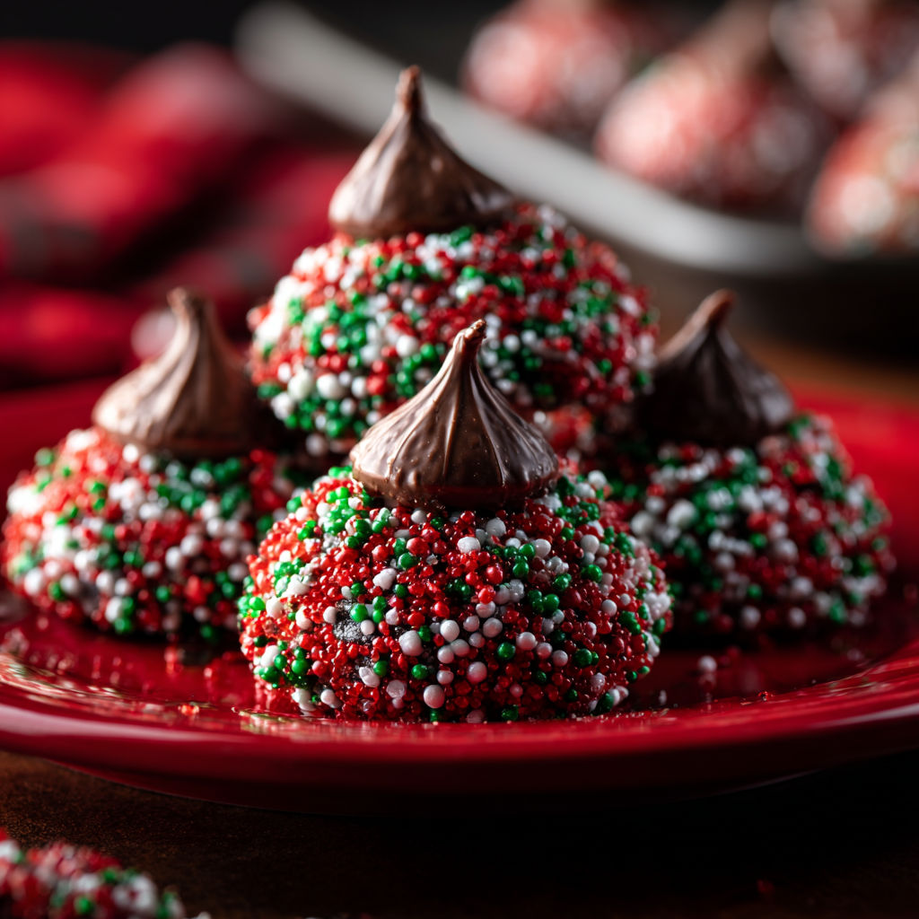 A plate of Christmas Kiss Cookies.