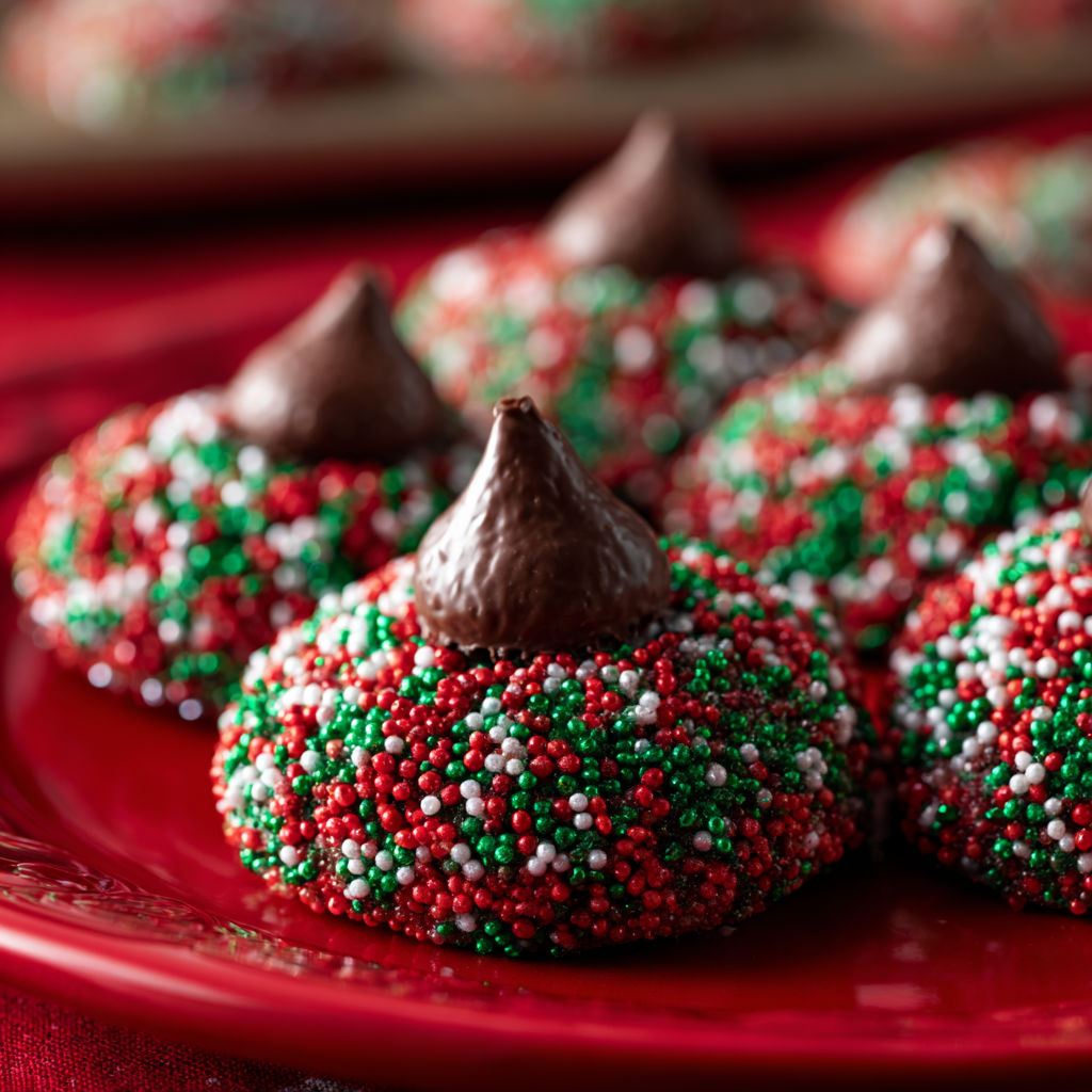 A plate of Christmas Kiss Cookies.