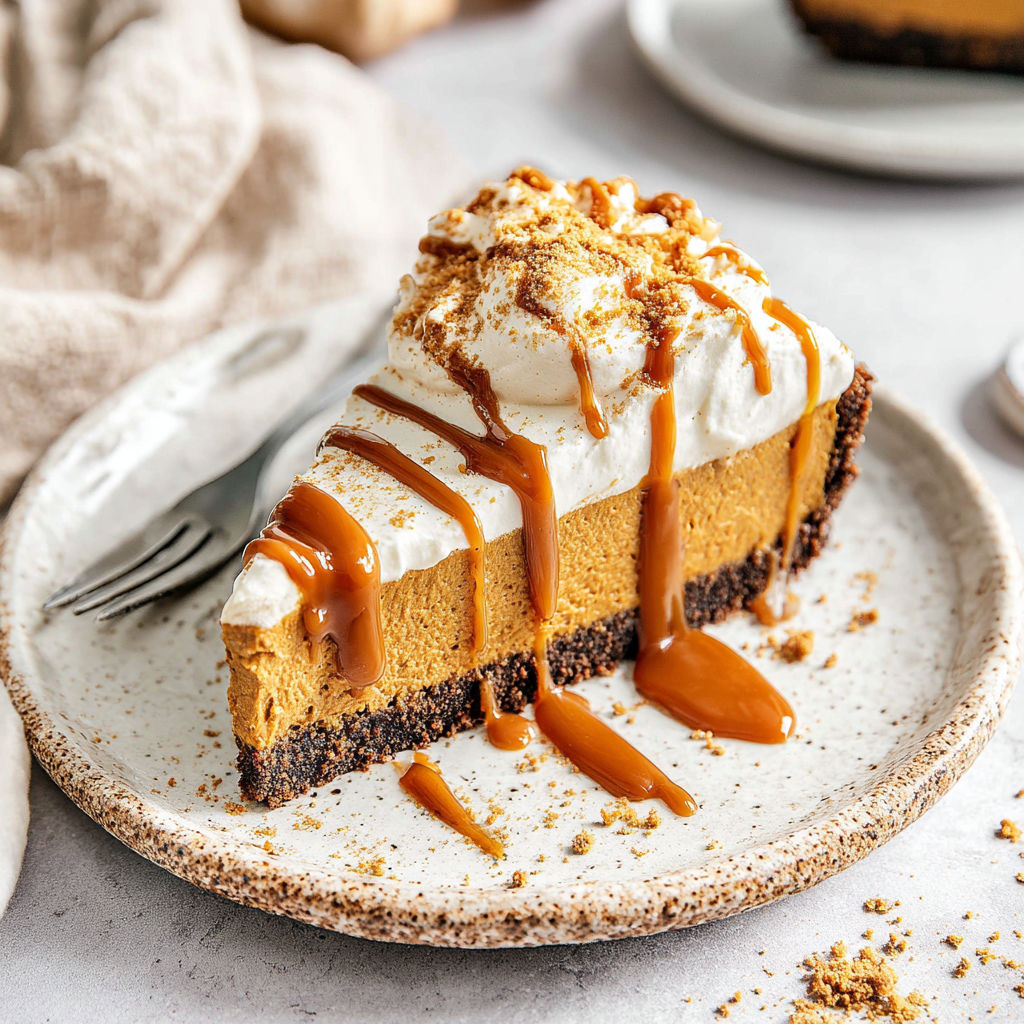 A slice of Biscoff Pumpkin Pie.