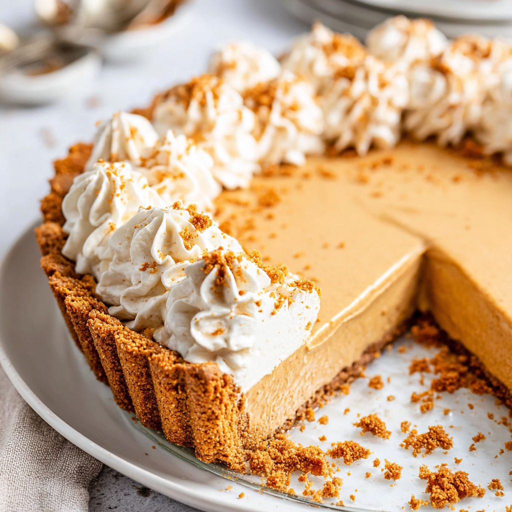 A slice of Biscoff Pumpkin Pie.