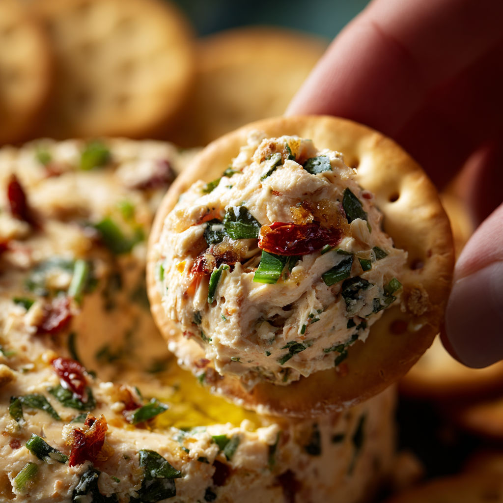 A hand holding a piece of food.