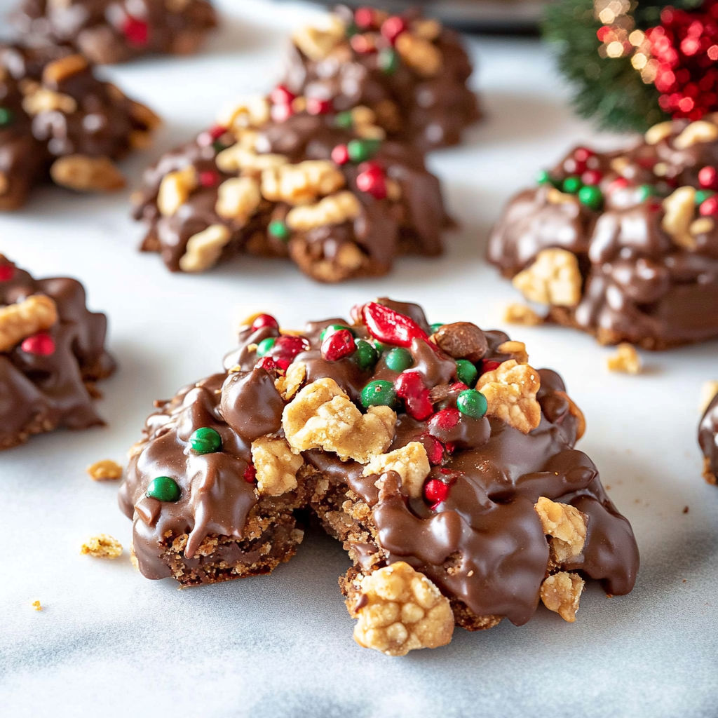 A plate of chocolate covered Christmas crackers.