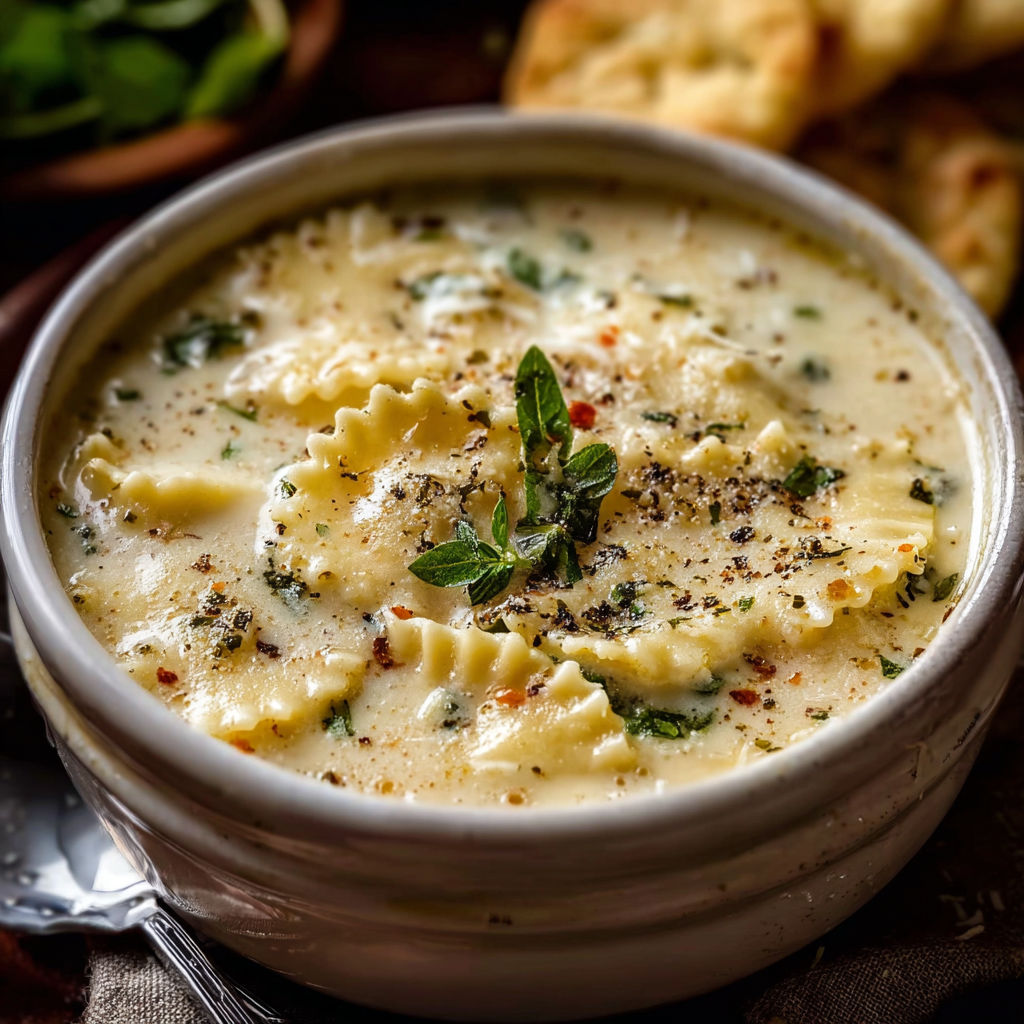 A bowl of white lasagna soup.