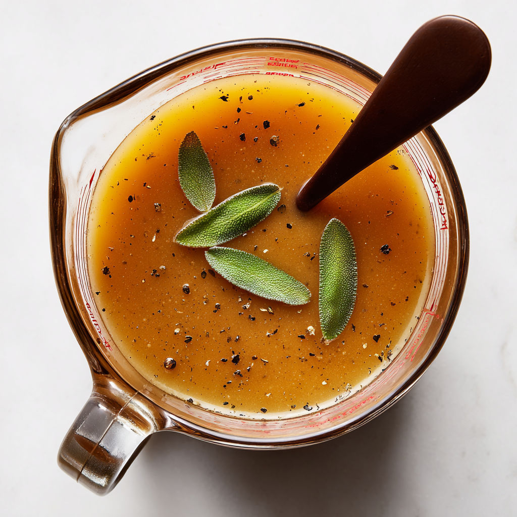 A glass of cider with sage leaves on top.
