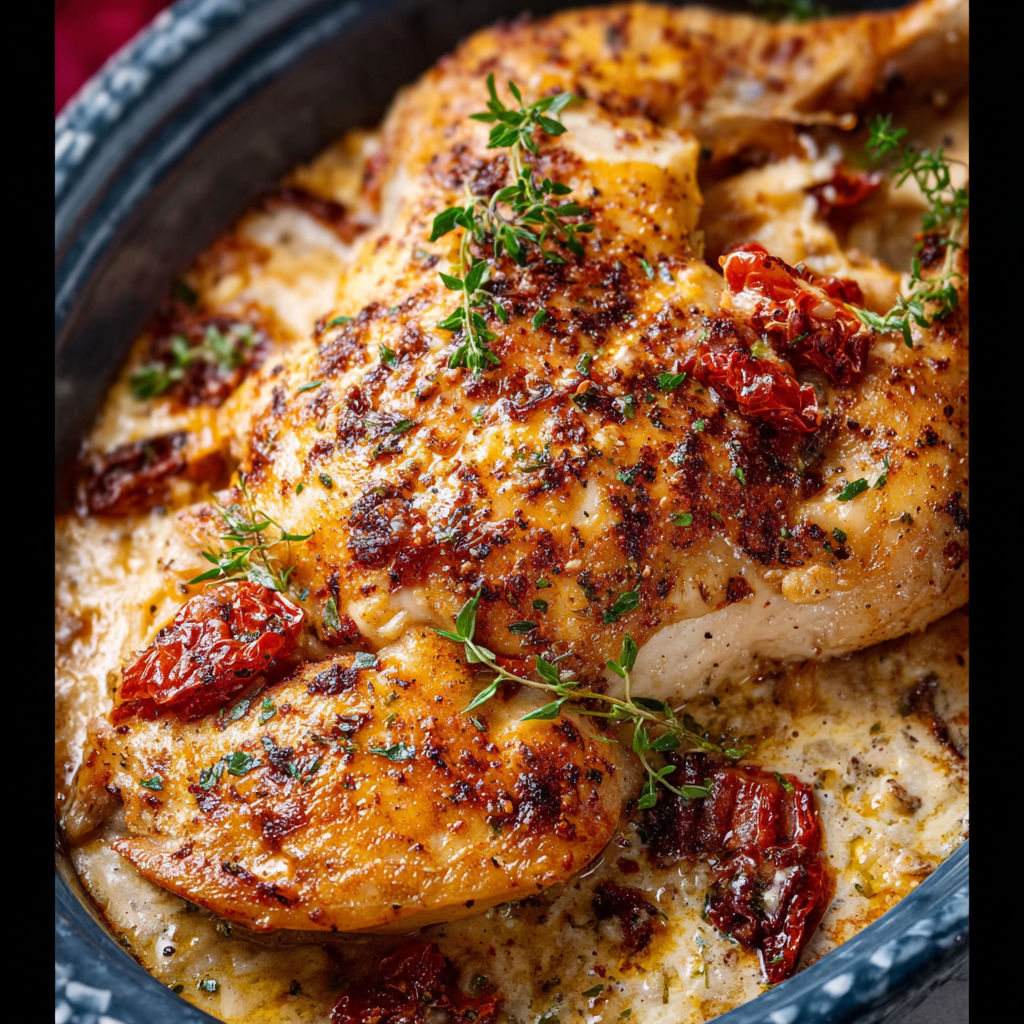 A close up of a chicken in a crock pot.
