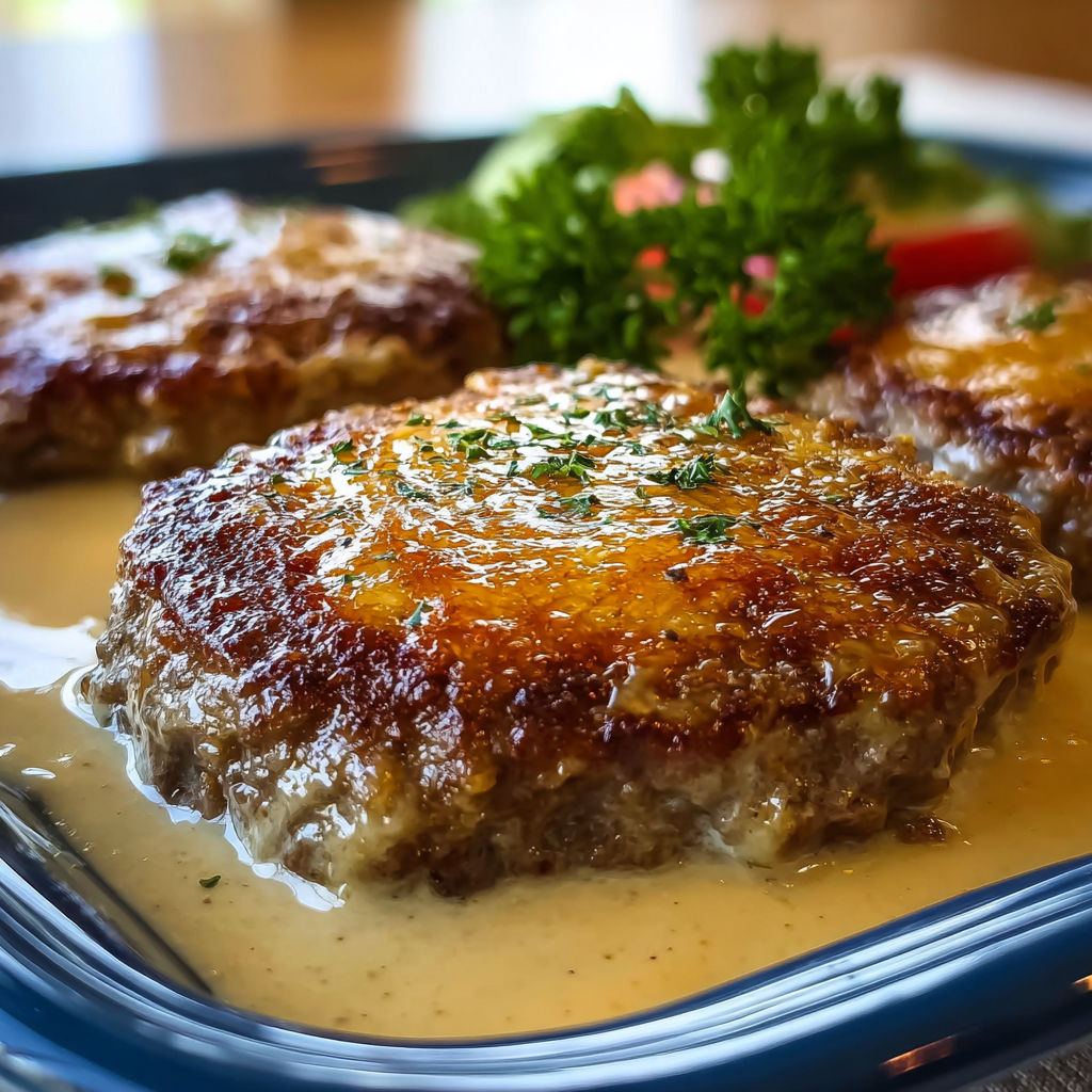 A plate of Amish Hamburger Steak Bake.