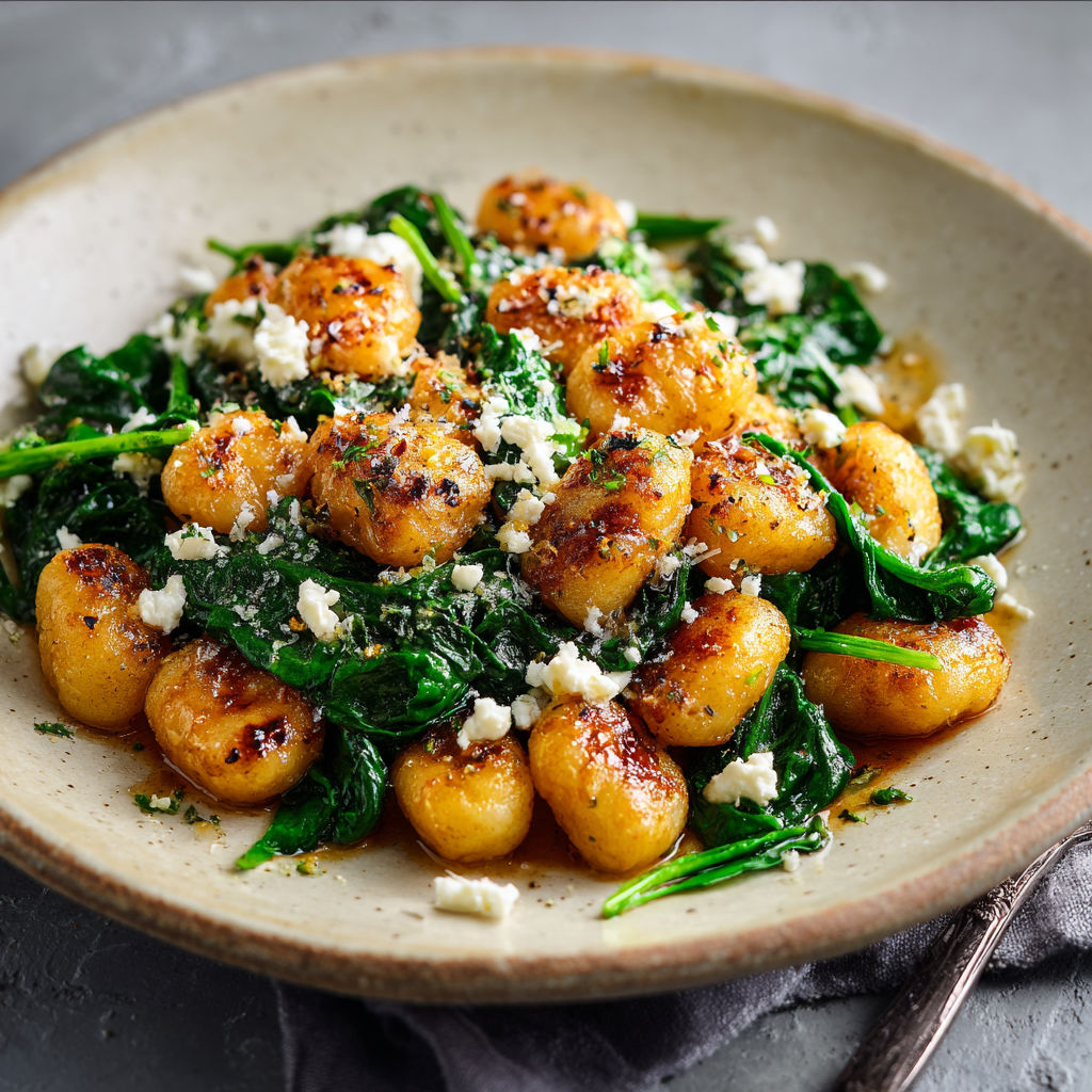 A bowl of food with greens and cheese.