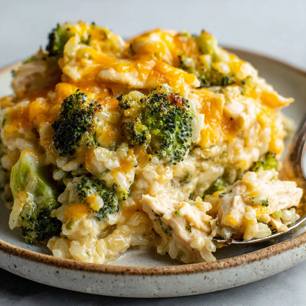 A plate of food with broccoli, rice, chicken, and cheese.