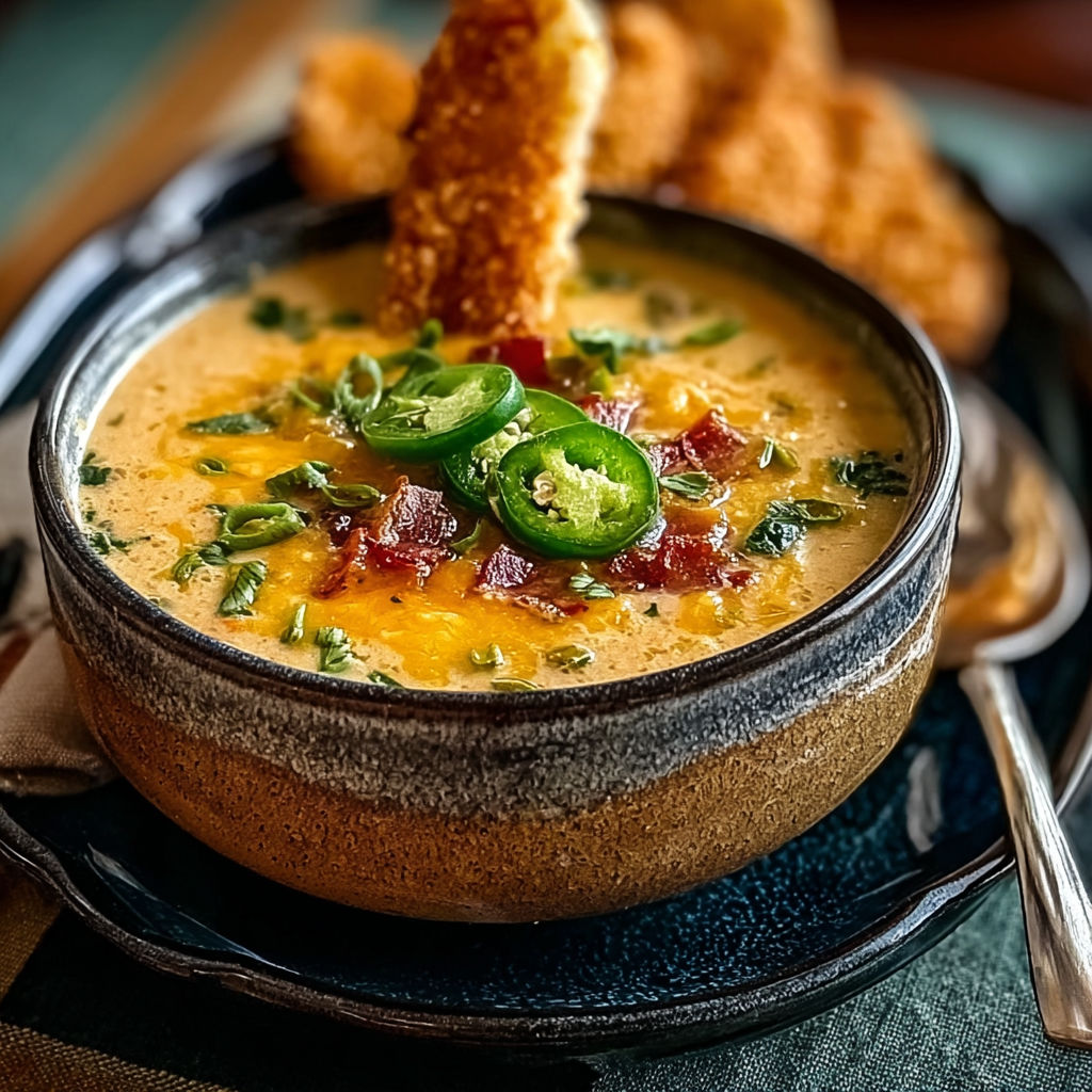 A bowl of soup with a spoon in it.