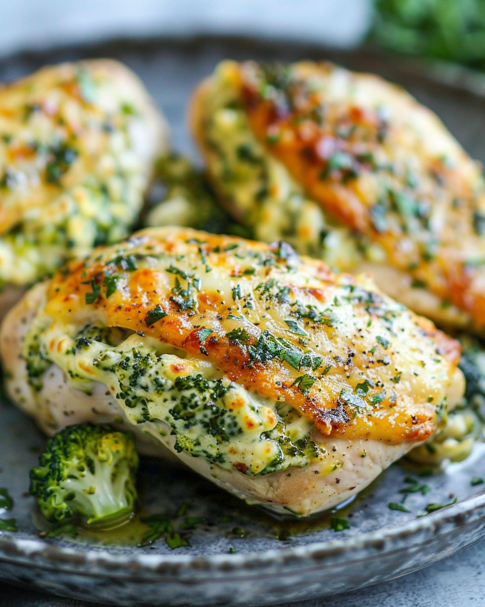 Chicken with broccoli and cheese.