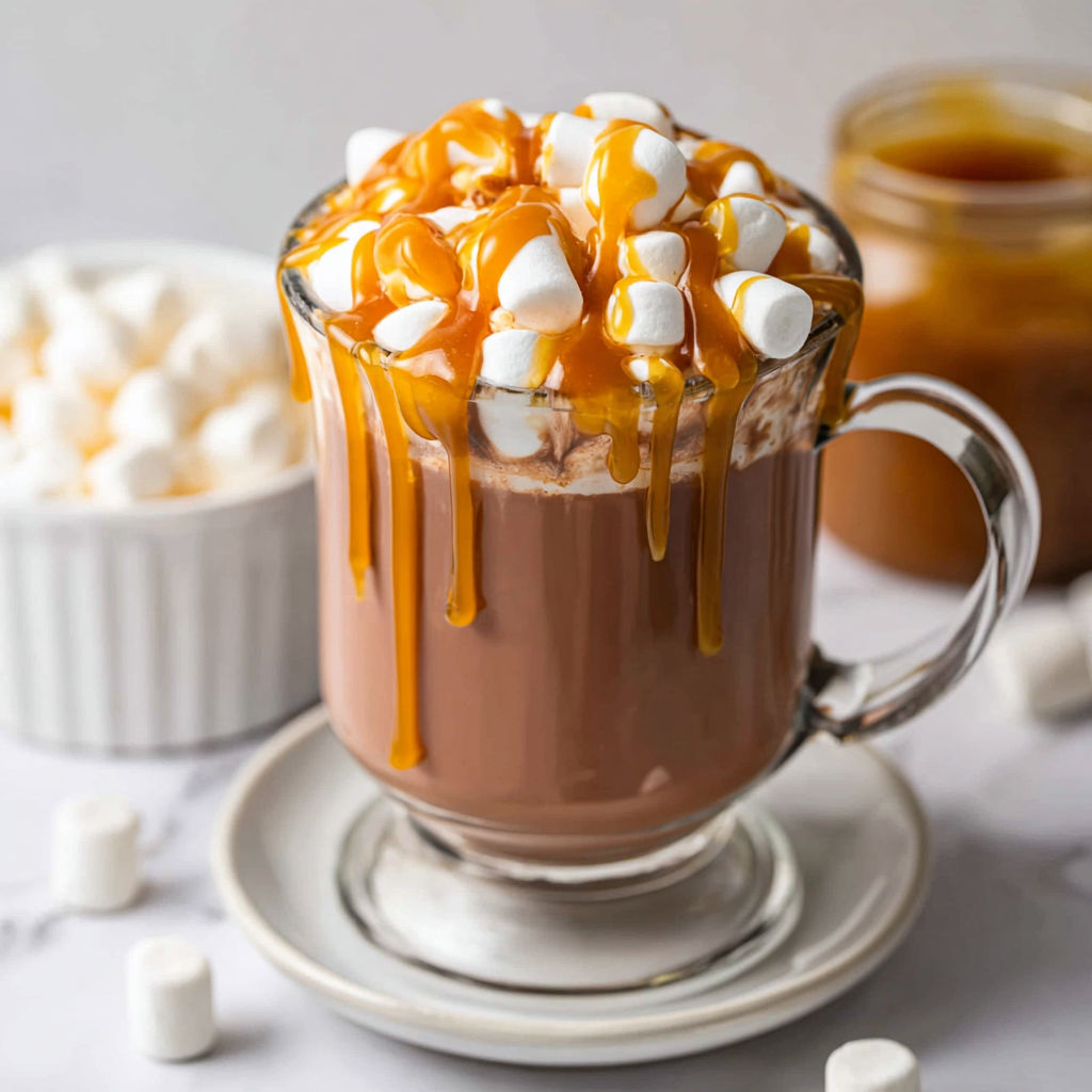 A cup of chocolate with marshmallows on top.