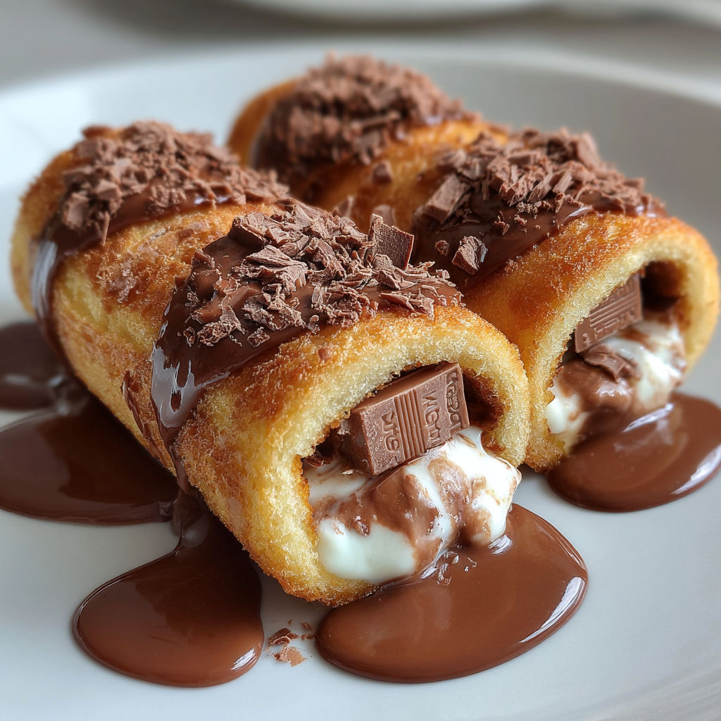 A plate of Kinder Chocolate Toast Rolls.