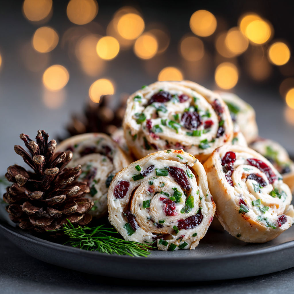 A plate of cranberry roll ups.