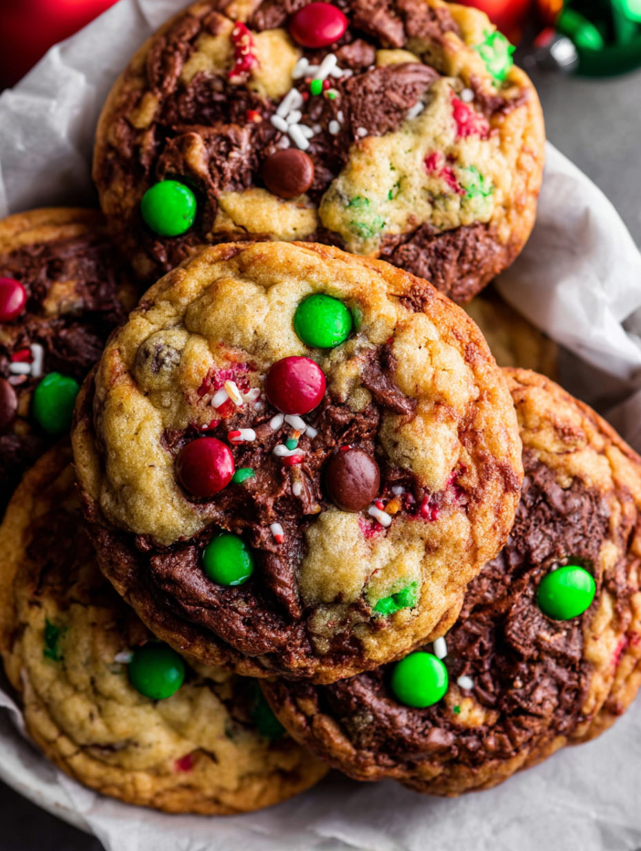 A plate of Christmas monster cookies.