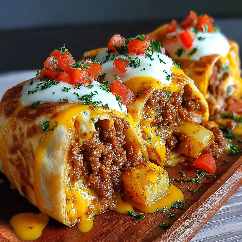 A plate of cheesy potato burritos.