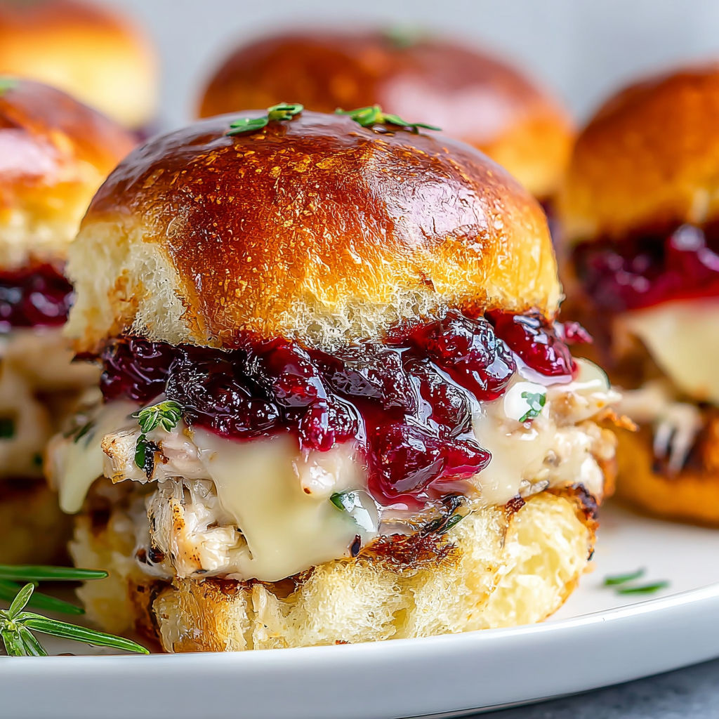 A plate of cranberry turkey sliders.
