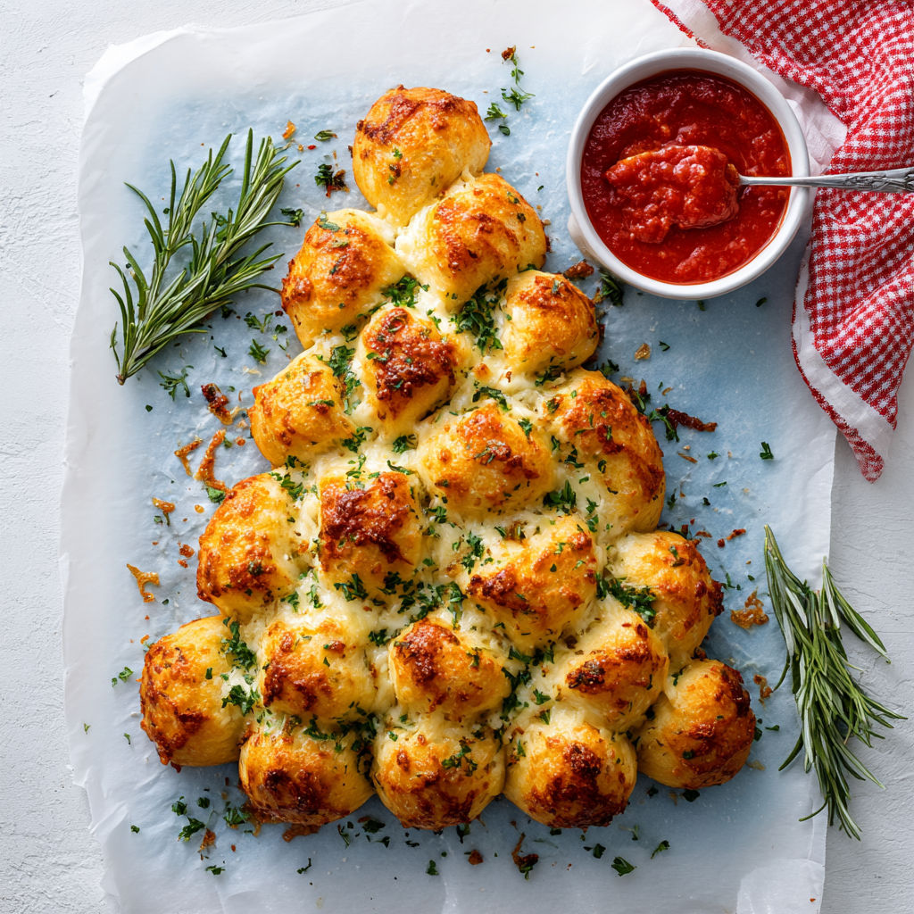 A cheesy Christmas tree bread.