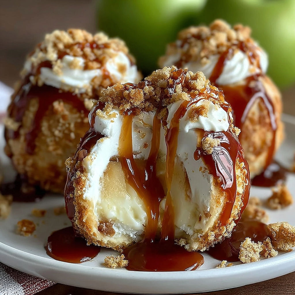 Caramel apple pie bombs on a plate.