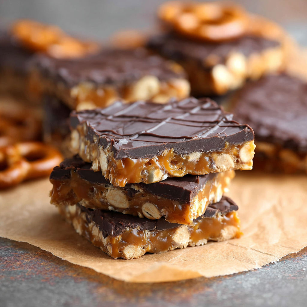 A stack of chocolate and peanut butter bars.
