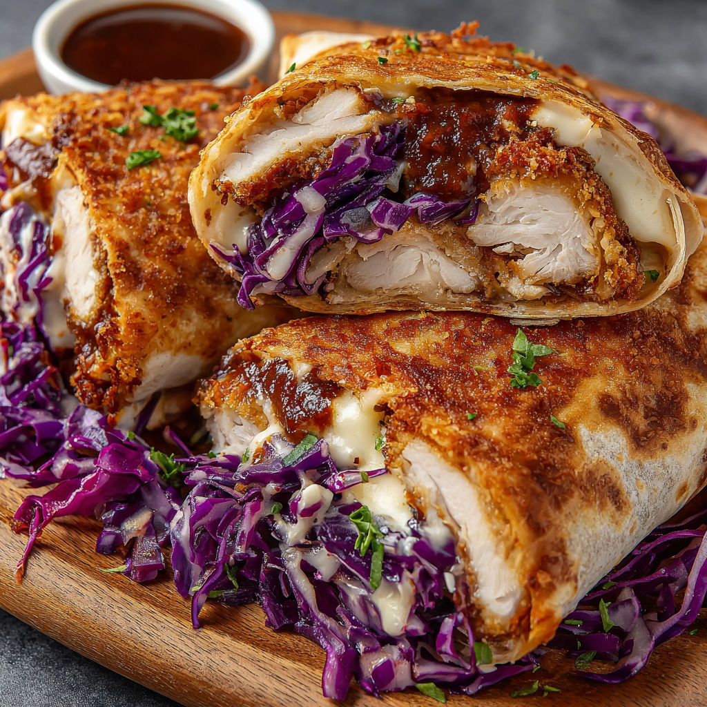 Crispy air fryer chicken and mozzarella wraps.