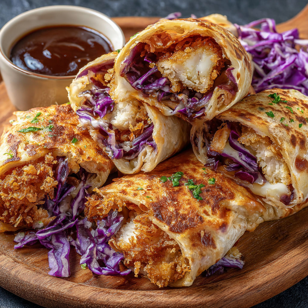 A plate of crispy air fryer chicken and mozzarella wraps.