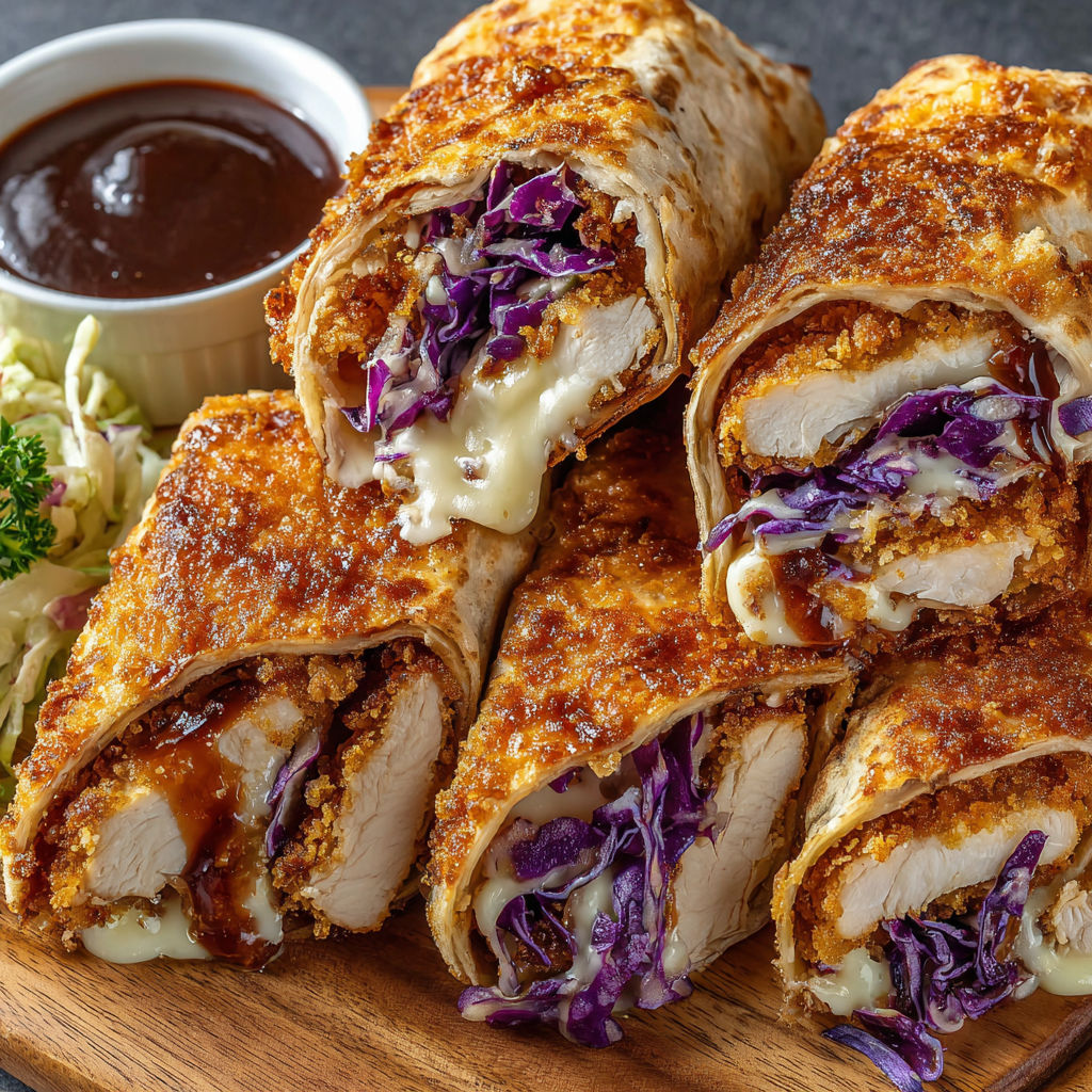 Crispy air fryer chicken and mozzarella wraps.