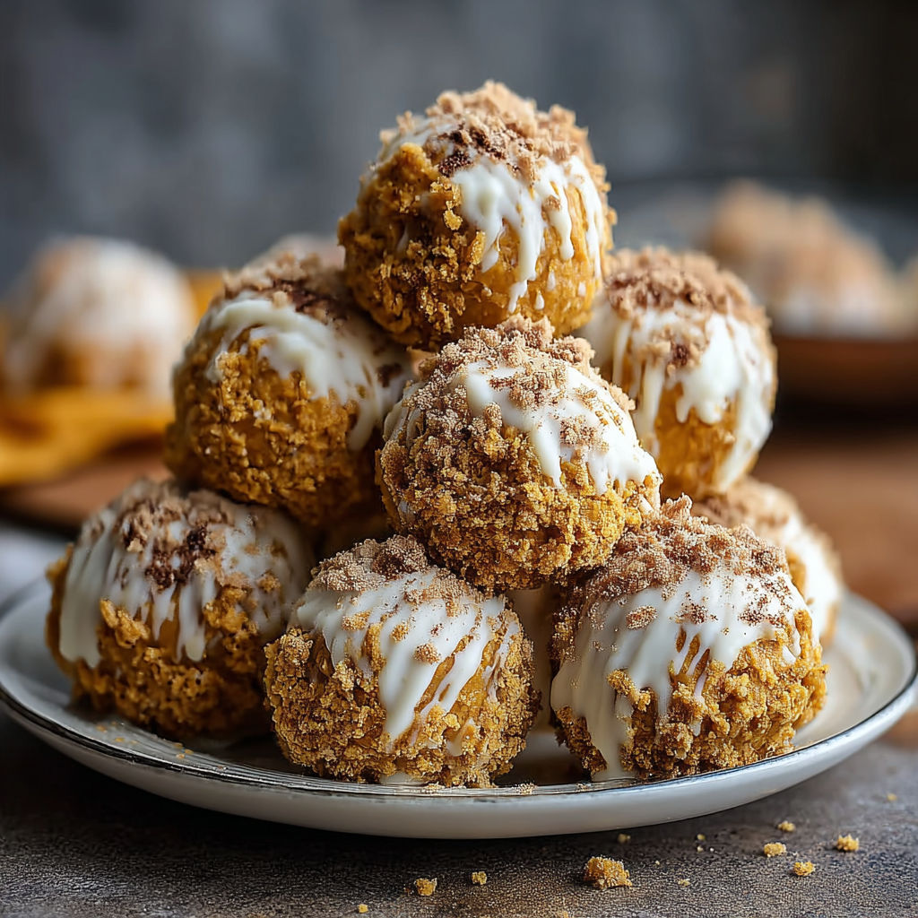 A plate of pumpkin cheesecake balls.